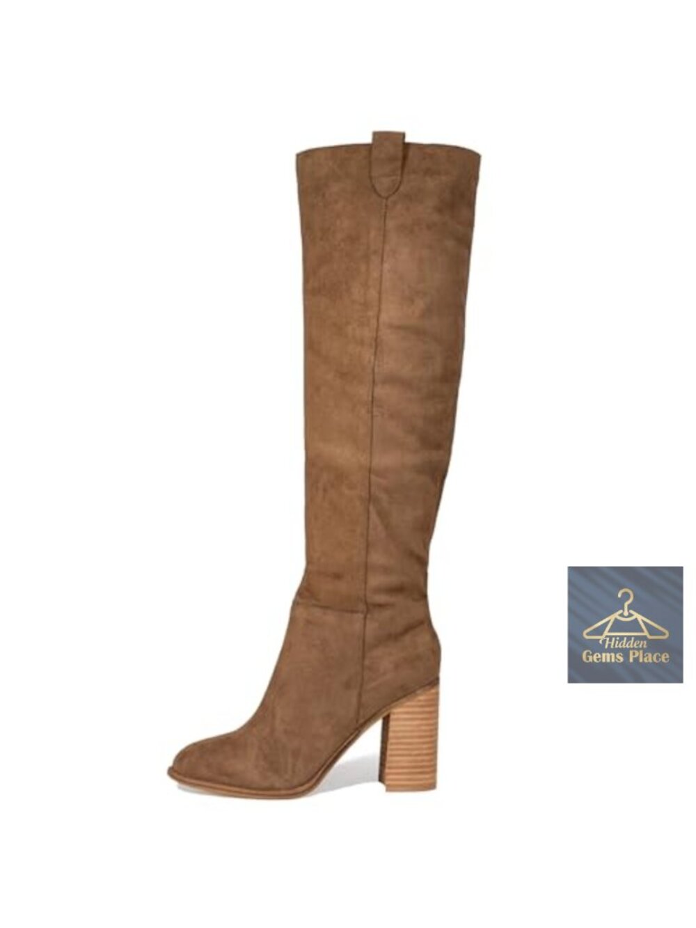 Suede Knee High Slouch Boots Chunky Heel Women